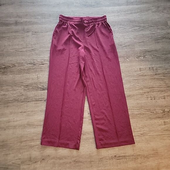 J & L Atelier Burgundy Pull On Dress Pants ~ High Rise ~  Sz L ~ 30.5" Inseam - Picture 2 of 7